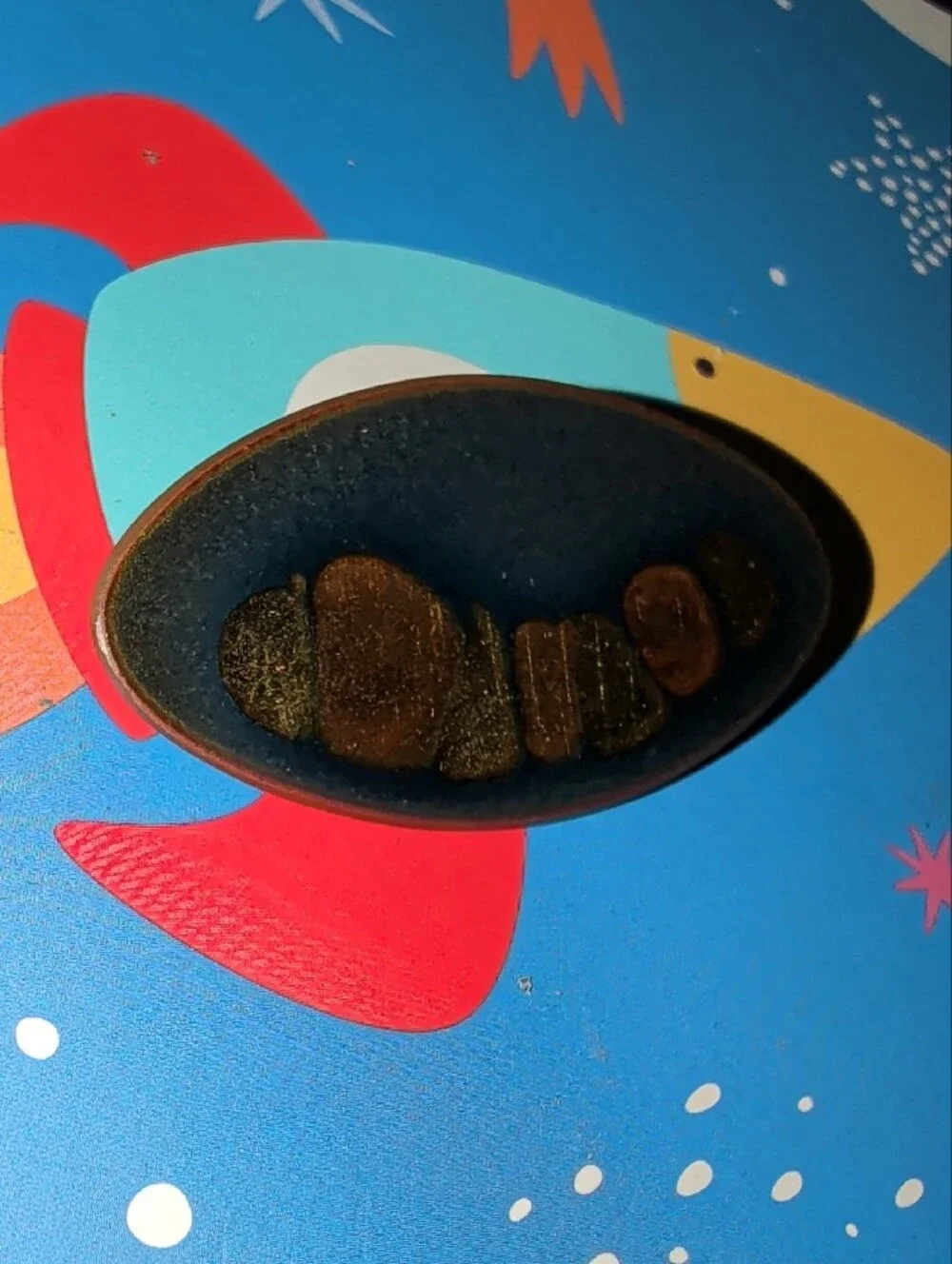 Signed Averill Shepps Modernist Enamel on Copper Brooch